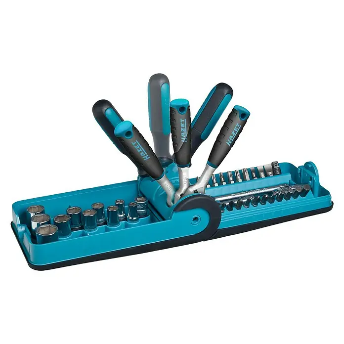 Hazet Steckschlüssel-Bit-Satz 856-1HP - 38 -tlg., Antriebsgröße: ¼″ - Das HAZET 810SPC-6.3 Werkzeug-Set mit Schraubendrehern, Steckschlüsseln und Bits ist ein vielseitiges Set für Reparaturen.