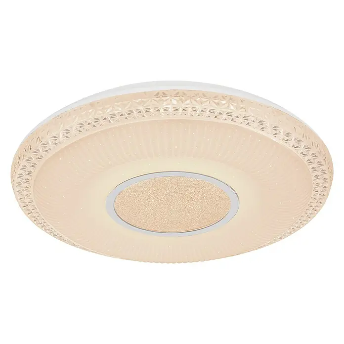 Globo LED-Deckenleuchte rund Klemens - 40 W, Ø x H: 500 mm x 9 cm, Chrom - Elegante LED Deckenleuchte mit dekorativem Design und warmweißem Licht für eine angenehme Atmosphäre in jedem Raum.