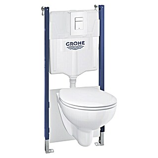 Grohe Wand-WC-Set Solido Compact 5 in 1 (Spülrandlos, Spülform: Tief, WC Abgang: Waagerecht, Weiß)