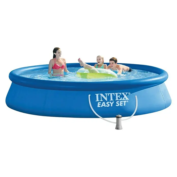 Bestway Pool-Abdeckplane - Kunststoff - Ein Intex Easy Set Pool mit Familie beim Badespaß, ideal für den Sommer und einfache Installation.