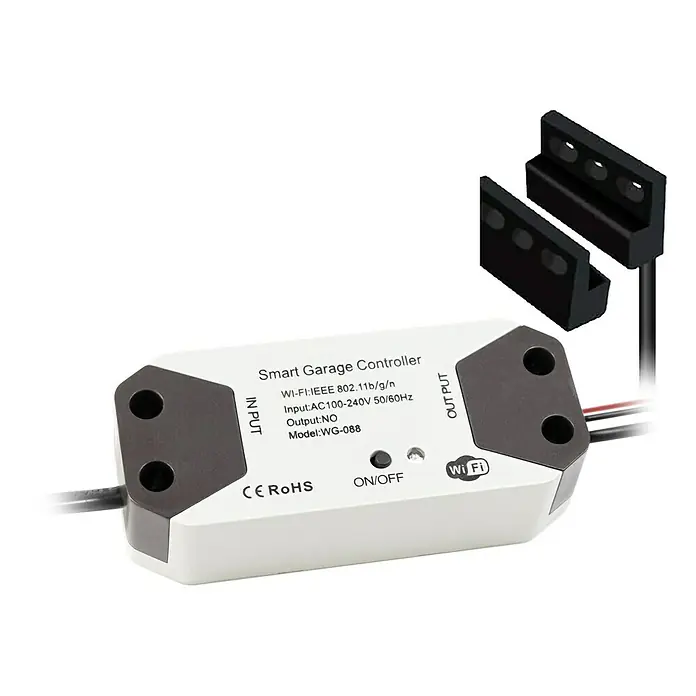 Garza Smart Home Controlador inteligente Puertas - Apto para: Puerta de garaje - Abridor de puerta de garaje inteligente con Wi-Fi. Permite el control por aplicación. Incluye sensores para el monitoreo del estado.