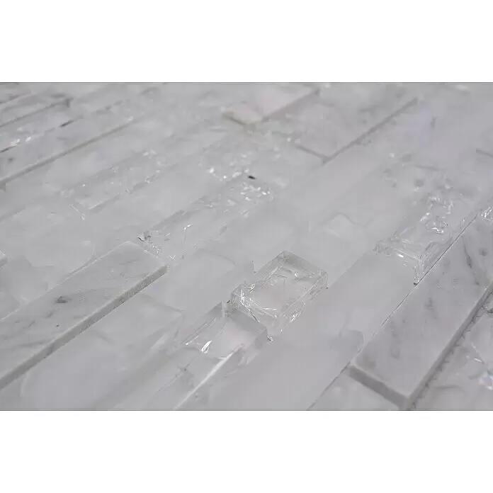 Mosaikfliese Verbund Crystal Mix XIC V1311 - 29,8 x 30,5 cm, Weiß, Glänzend - Detailaufnahme