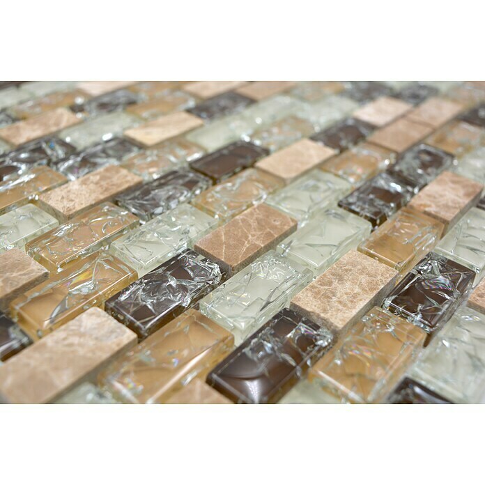 Piastrella a mosaico Brick Crystal Mix beige