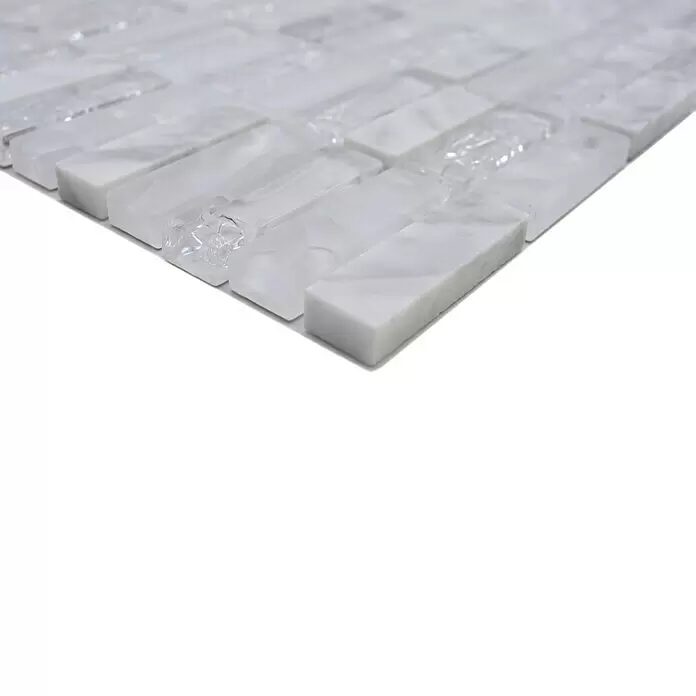 Mosaikfliese Crystal Mix XIC S1211 - 32,2 x 31 cm, Weiß/Grau, Glänzend - Detailaufnahme