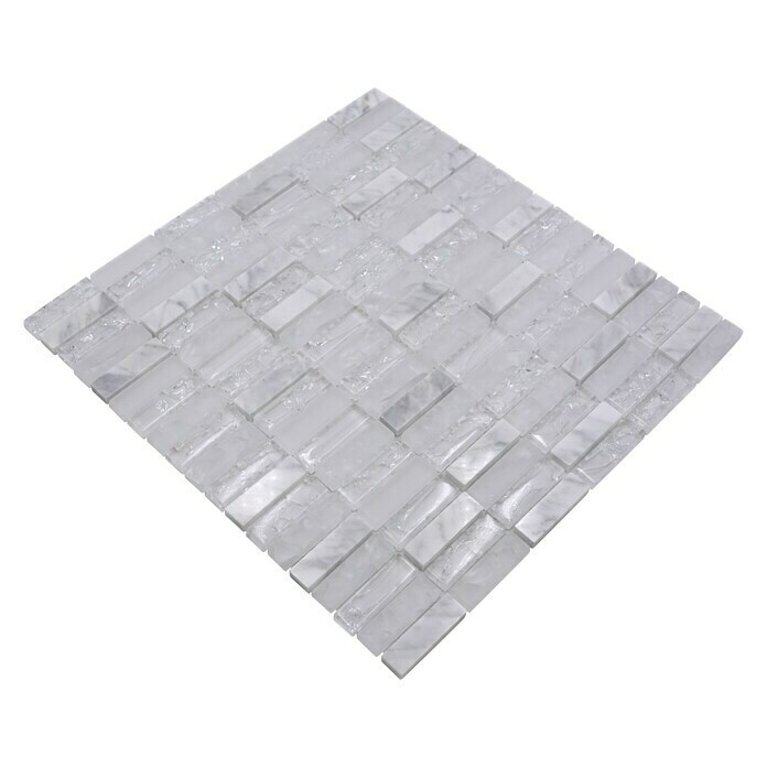 Mosaikfliese Crystal Mix XIC S1211 (32 x 31 cm, Weiß/Grau, Glänzend)