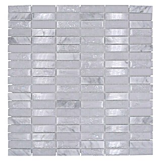 Mozaïektegel rechthoek glas Mix XIC S1211 (32,2 x 31 cm, Wit/grijs, Glanzend)