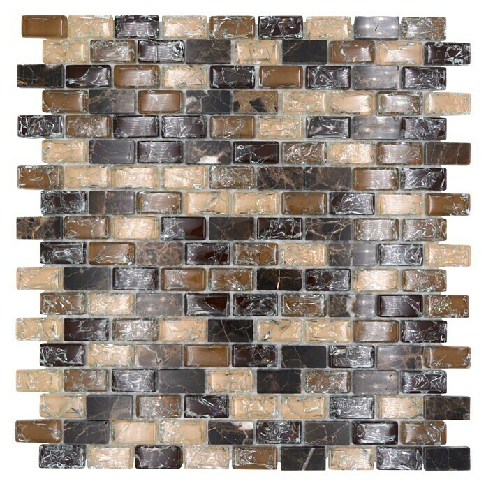 Mosaikfliese Brick Crystal Mix Braun