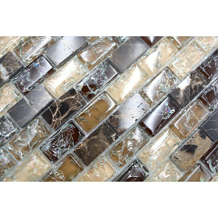 Carreau en mosaïque Brick Crystal Mix brun