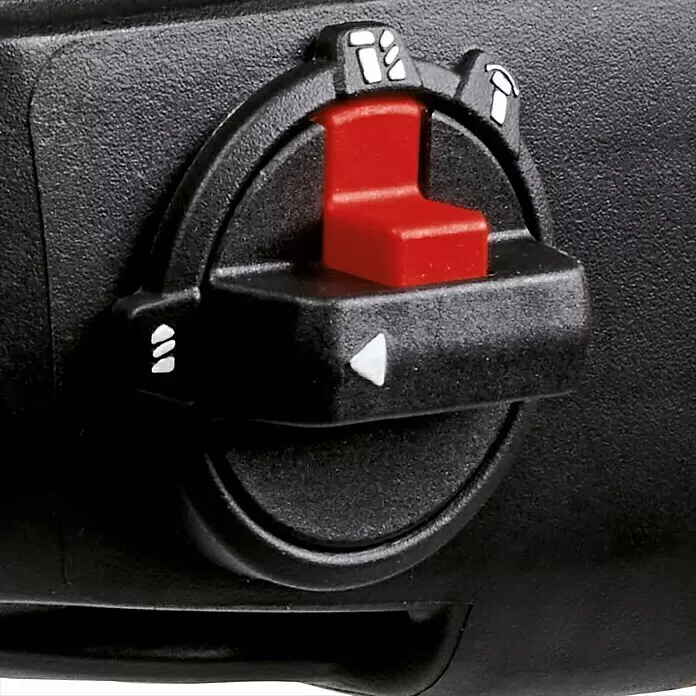 Einhell Classic Martillo combinado TC-RH 620 4F - 620 W, 2,2 J, Alojamiento SDS-Plus - Selector de modo de plástico negro con palanca roja e iconos blancos para funciones de taladro y martillo.