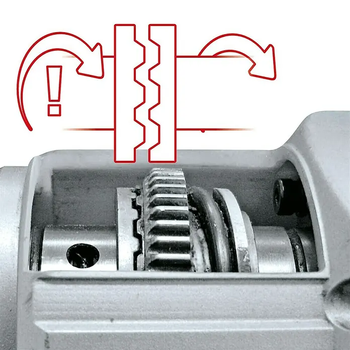 Einhell Classic Martillo combinado TC-RH 620 4F - 620 W, 2,2 J, Alojamiento SDS-Plus - Detalle de la caja de cambios de una máquina Einhell. Los engranajes están fabricados con precisión, asegurando una transmisión óptima de potencia.