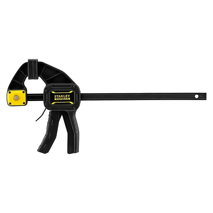 Stanley FatMax Einhandzwinge - Spannweite: 300 mm, Ausladung: 78 mm - STANLEY FatMax Einhandzwinge mit schwarzem Griff und gelbem Logo für professionelle Anwendungen.