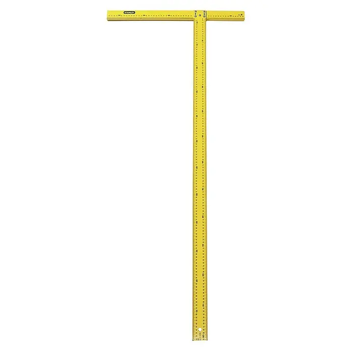 Stanley Winkelmesser - Länge: 122 cm - Gelbes T-Quadrat von Stanley, Präzisionswerkzeug zum Messen und Markieren, ideal für Bauprojekte und Handwerk.