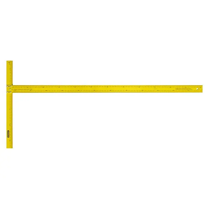 Stanley Winkelmesser - Länge: 122 cm - Gelber Stanley-Winkel mit Zollstock-Einteilung zur präzisen Messung und Ausrichtung, ideal für Handwerker und Heimwerker.