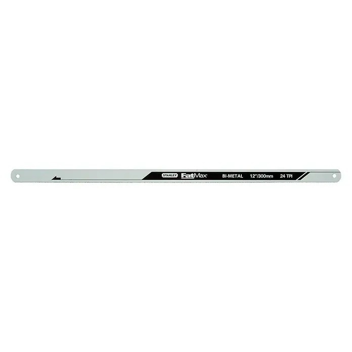 Stanley FatMax Metallsägeblatt - Anzahl Zähne: 24 Stk., Länge: 300 mm - Nahaufnahme eines Stanley FatMax Bi-Metall Sägeblatts mit 24 Zähnen pro Zoll, 12 Zoll lang, ideal für Metallschnitte.