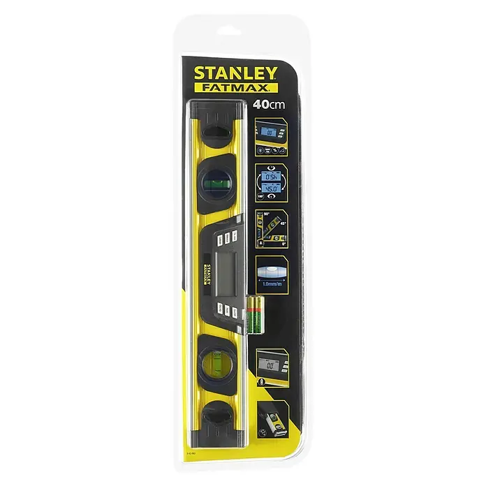 Stanley FatMax Digitale Wasserwaage - Länge: 40 cm - Ein verpackter Stanley Fatmax 40cm Digital-Wasserwaage, ideal für präzise Messungen und professionelle Anwendungen.