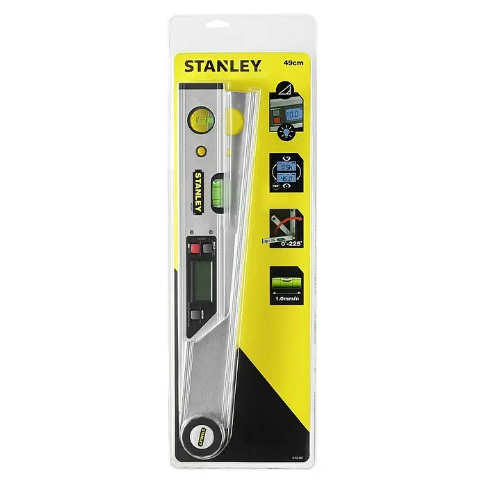 Stanley Digitaler Winkelmesser - Schenkellänge: 49 cm, Anzahl Libellen: 2 Stk. - Stanley Digital-Wasserwaage (49 cm) in Verpackung. Ideal für präzise Messungen, mit digitaler Anzeige für genaue Ergebnisse.
