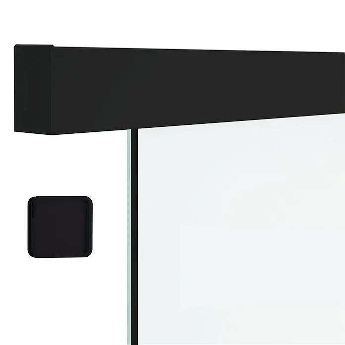 Diamond Doors Black Edition Schiebetür-Komplettset Edge - 935 x 2.058 mm, Milchglas - Moderne Duschkabine mit schwarzem Rahmen und klarem Glas, die ein minimalistisches und stilvolles Badezimmerdesign unterstreicht.