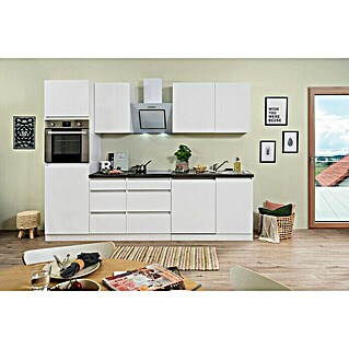 Respekta Premium Küchenzeile GLRP280HWWM (Breite: 280 cm, Weiß, Matt, Mit Elektrogeräten)