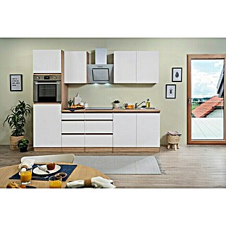 Respekta Premium Küchenzeile GLRP270HESWM (Breite: 270 cm, Weiß, Mit Elektrogeräten, Matt)