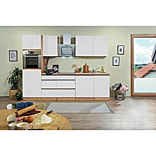 Respekta Premium Küchenzeile GLRP280HESWM (Breite: 280 cm, Weiß, Mit Elektrogeräten, Matt)