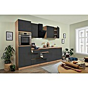Respekta Premium Küchenzeile GLRP280HESG (Breite: 280 cm, Mit Elektrogeräten, Grau Hochglanz)