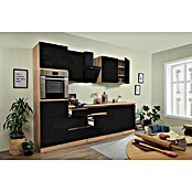 Respekta Premium Küchenzeile GLRP280HESS (Breite: 280 cm, Mit Elektrogeräten, Schwarz Hochglanz)