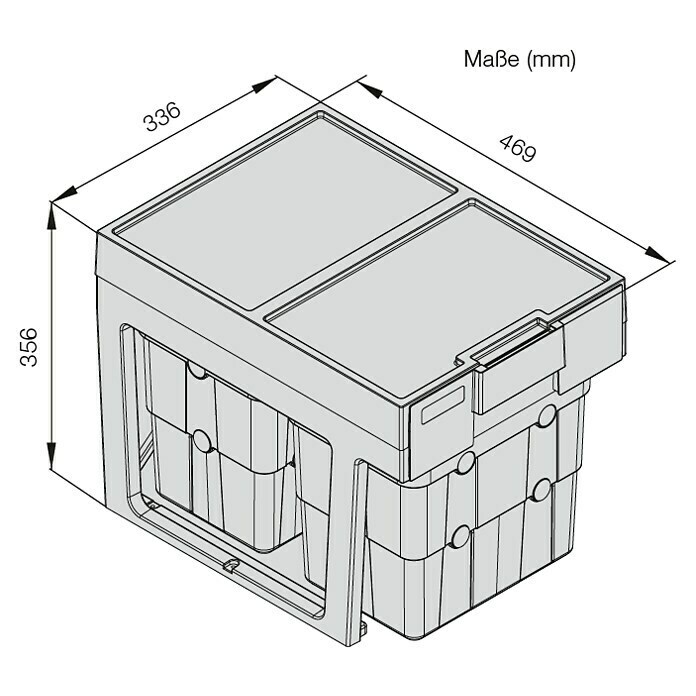 essensa Einbaumülleimer Easywaste2 herausnehmbare Inneneimer, Grau, Kunststoff Sketch