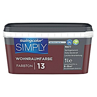 swingcolor Muurverf SIMPLY NR. 13 (Rood - Nr. 13, Mat, 1 l)