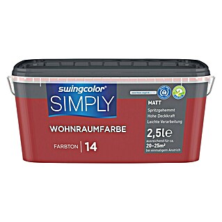 swingcolor Muurverf SIMPLY NR. 14 (Rood - Nr. 14, 2,5 l)