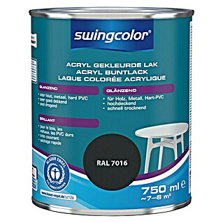 swingcolor Acryllak RAL 7016 Antracietgrijs (Antracietgrijs, 750 ml, Glanzend)