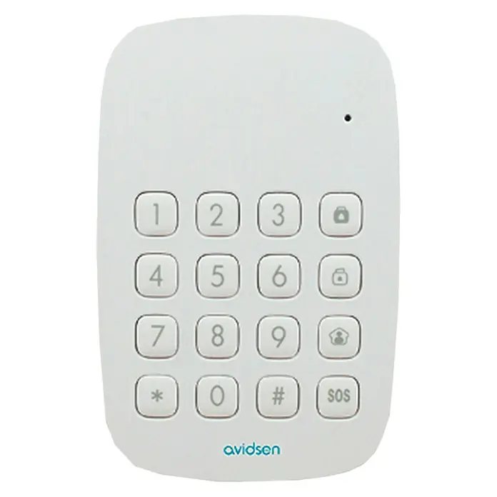 Avidsen Teclado numérico para alarma - Funciona con pilas, Alcance: 100 m, Específico para: Kit de alarma Avidsen modelo 100720 y 100731 - El panel de control de alarma Avidsen Smart Home, con teclado retroiluminado para seguridad y comodidad en el hogar.