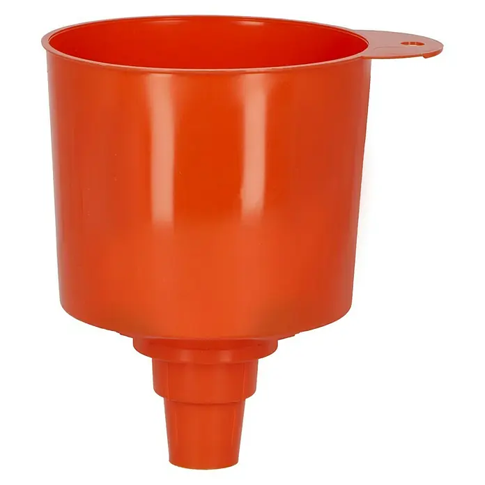 Trichter - Geeignet für: Flaschen, Durchmesser: 115 mm - Ein oranger Trichter aus Kunststoff mit einem Griff für einfaches Handling und Befüllen. Das perfekte Werkzeug für die Küche.