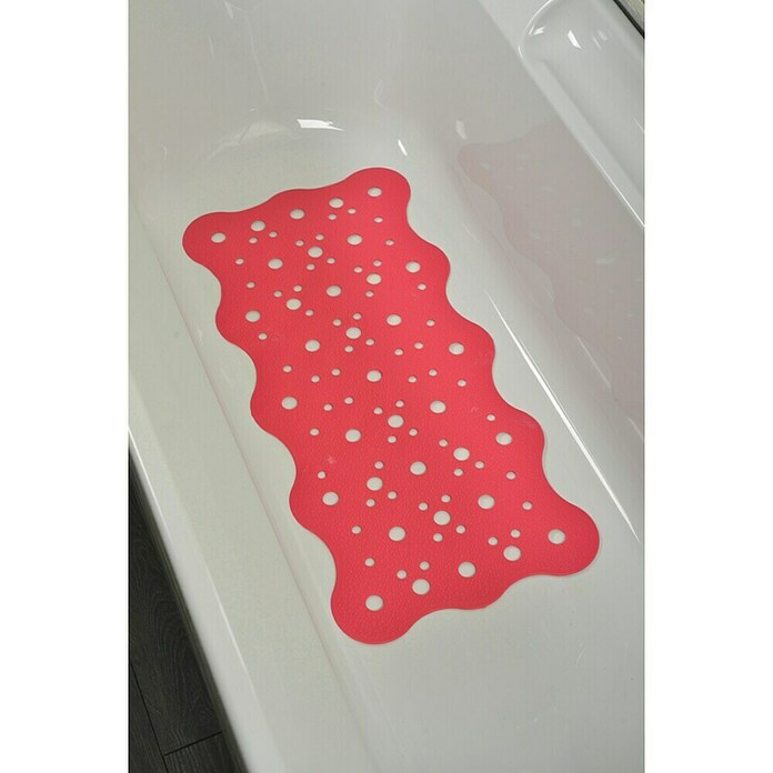 Tappeto antiscivolo per vasca da bagno (L x L: 72 x 34 cm, rosso corallo)