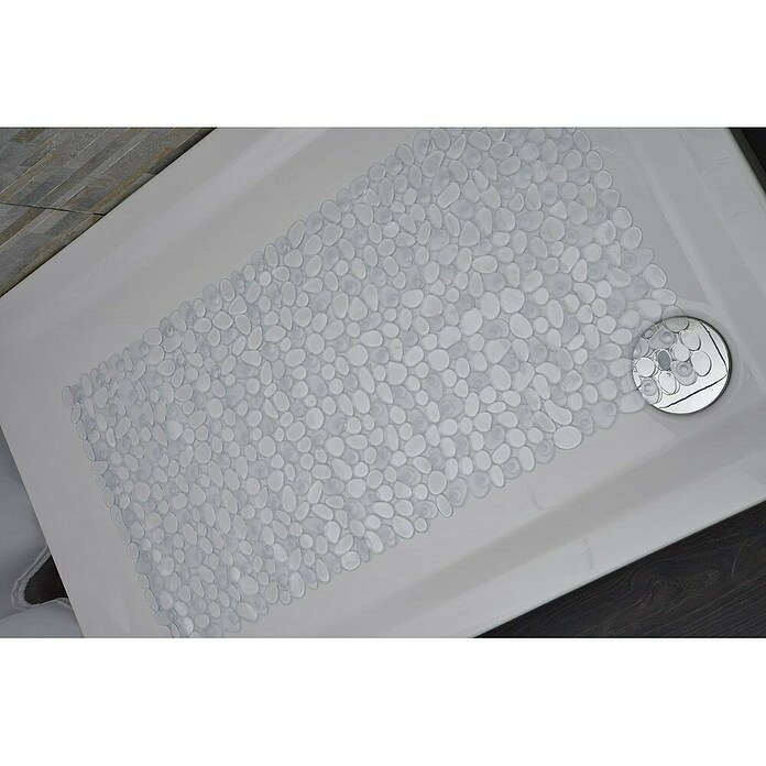 Tappeto antiscivolo per doccia Sassolini XL (L x L: 46 x 91 cm, trasparente)