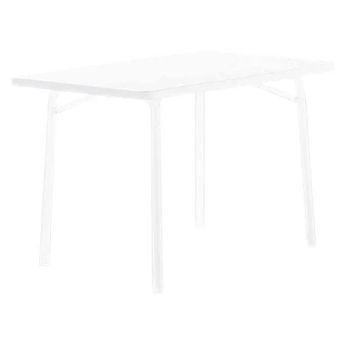 Sieger Gartentisch - L x B x H: 115 x 70 x 72 cm, Stahl, Kunststoff, Rechteckig, Weiß - Ein weißer Tisch mit vier Beinen steht auf einem schwarzen Hintergrund. Der Tisch hat eine rechteckige Form und ist modern gestaltet.