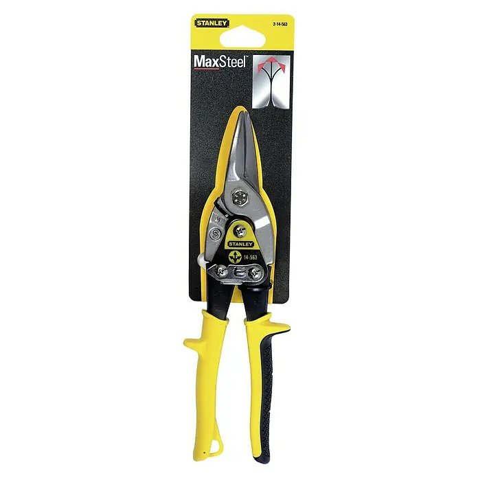 Stanley FatMax Blechschere - Länge: 250 mm, Schnittlänge: 1,2 mm, Gerade - Stanley MaxSteel Blechschere mit gelben Griffen. Ideal zum Schneiden von Blech, mit robustem Design für hohe Leistung.