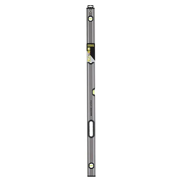 Stanley FatMax Wasserwaage Pro - Länge: 120 cm, Anzahl Libellen: 3 Stk. - Ein silberner Stanley FatMax Wasserwaage mit Libellen, die Genauigkeit bei Bau- und Renovierungsprojekten gewährleisten.