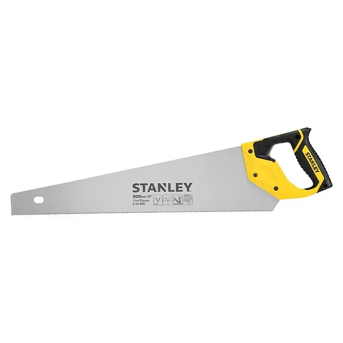 Stanley Handsäge Jetcut Fein - Blattlänge: 500 mm, 11 Stk. - Stanley Handsäge mit gelbem Griff, ideal für Holzbearbeitung, 500 mm Sägeblattlänge für präzise Schnitte.