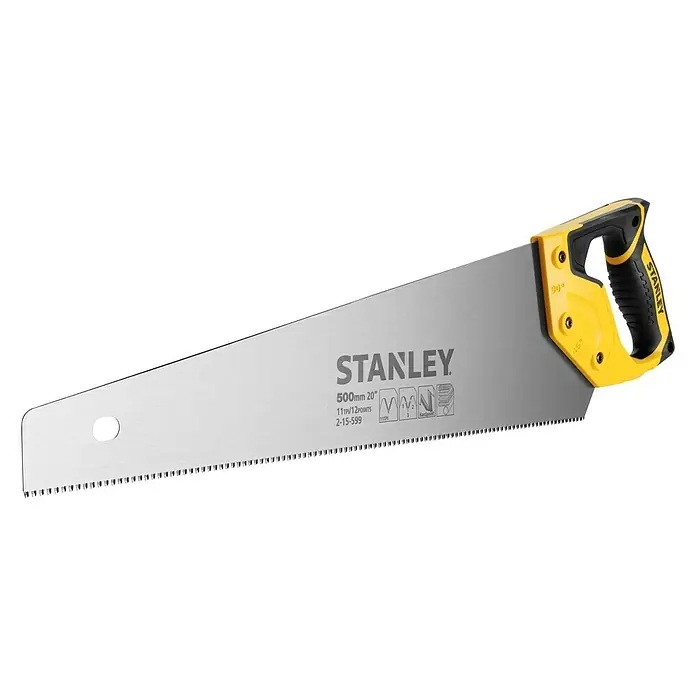 Stanley Handsäge Jetcut Fein - Blattlänge: 500 mm, 11 Stk. - Hier ist eine Stanley Handsäge mit gelbem Griff. Sie ist perfekt für Holzarbeiten und Heimwerkerprojekte.