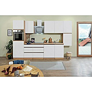 Respekta Premium Küchenzeile GLRP330HESWM (Breite: 330 cm, Weiß, Mit Elektrogeräten)