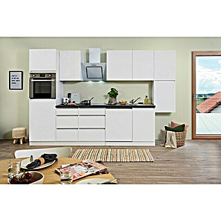 Respekta Premium Küchenzeile Lorena (Breite: 330 cm, Weiß, Matt, Mit Elektrogeräten)