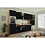 Respekta Premium Küchenzeile GLRP370HESS (Breite: 370 cm, Mit Elektrogeräten, Schwarz Hochglanz)