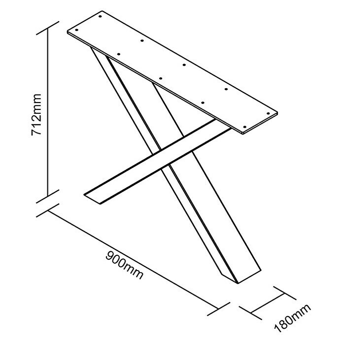 Pur Iternal Black Edition Tischbein Strong900 x 180 x 712 mm, Schwarz, X-Form, Passend für: Tischplatten Breite ≥ 100 cm, 2 Stk. Unknown