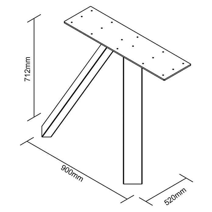 Pur Iternal Black Edition Tischbein Strong900 x 520 x 712 mm, Schwarz, V-Form, Passend für: Tischplatten Breite ≥ 100 cm, 2 Stk. Unknown