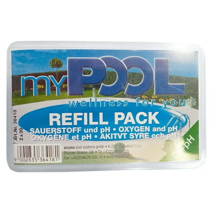 myPool Sauerstoff- & pH-Pooltester - 60 Stk. - MyPool Wellness Refill Pack mit Sauerstoff und pH-Wert für Poolpflege, zur Wasseraufbereitung und Hygiene.
