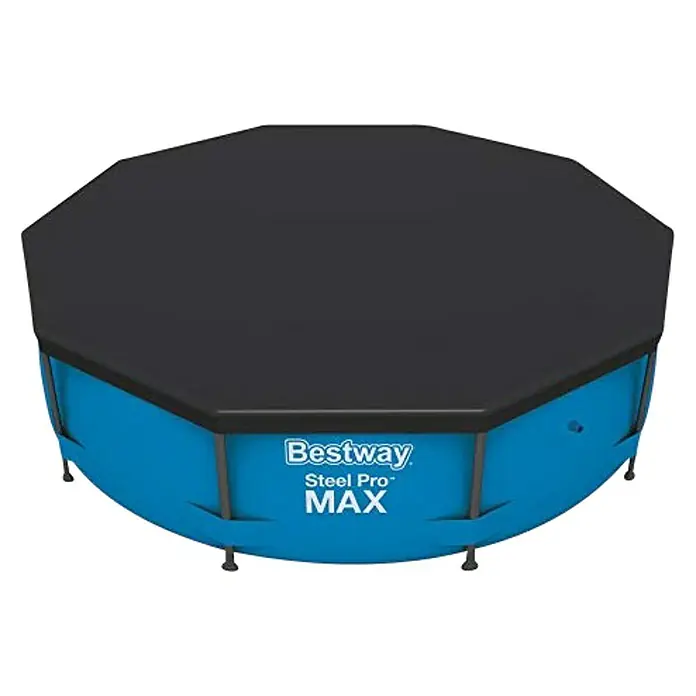 Bestway Pool-Abdeckplane - Kunststoff - Ein Bestway Steel Pro MAX Pool mit schwarzer Abdeckung, ideal für den Sommer im Garten, verspricht Spaß und Abkühlung für die ganze Familie.