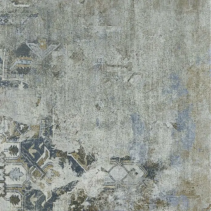 Feinsteinzeugfliese Bagdad - 59,2 x 59,2 cm, Grau, Matt - Abstraktes Teppichdesign mit verblichenen Mustern und einem Vintage-Look für ein stilvolles Ambiente.