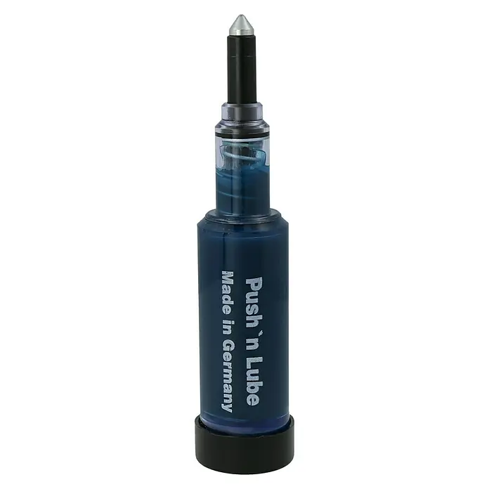 Oregon Fettpresse Q 39920 - Stahl - Push 'n Lube Schmierstoffspender, hergestellt in Deutschland. Zum präzisen Auftragen von Schmierstoffen, ideal für schwer zugängliche Stellen.