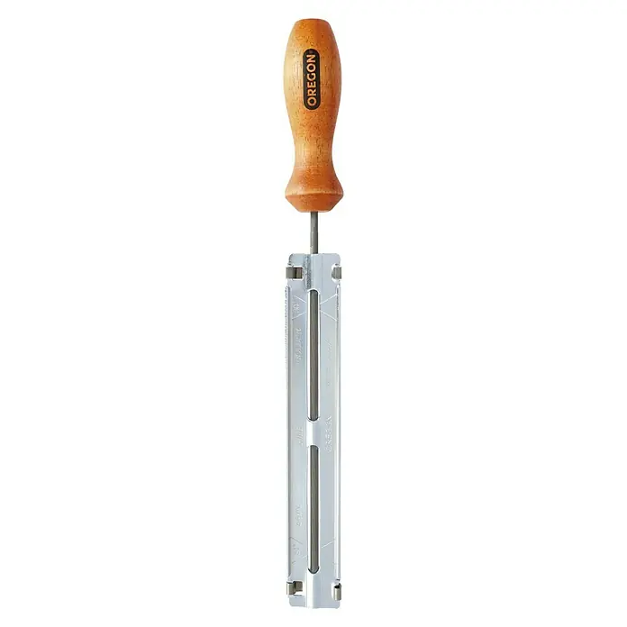 Oregon Feilenhalter - Durchmesser: 4,5 mm - Oregon Kettenschärfgerät mit Holzgriff und Metalleinsatz zum präzisen Schärfen von Sägeketten. Ideal für Motorsägenbesitzer.