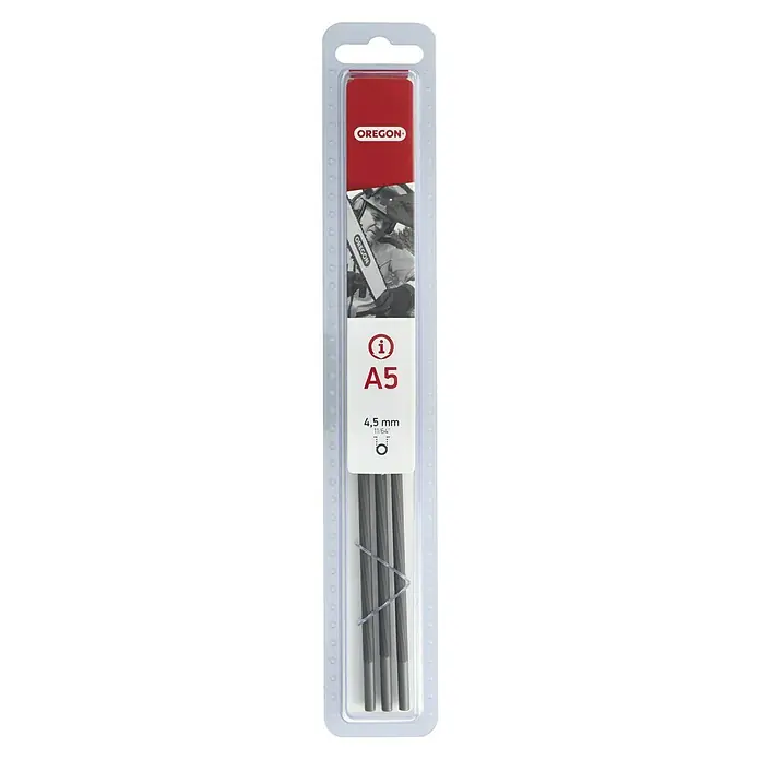 Oregon Rundfeilen Q70512 - 3 Stk., Durchmesser: 4,5 mm - Oregon A5 Rundfeilen-Set, 4,5 mm, für Kettensägen. Präzise gefertigt für effizientes Schärfen und lange Lebensdauer.